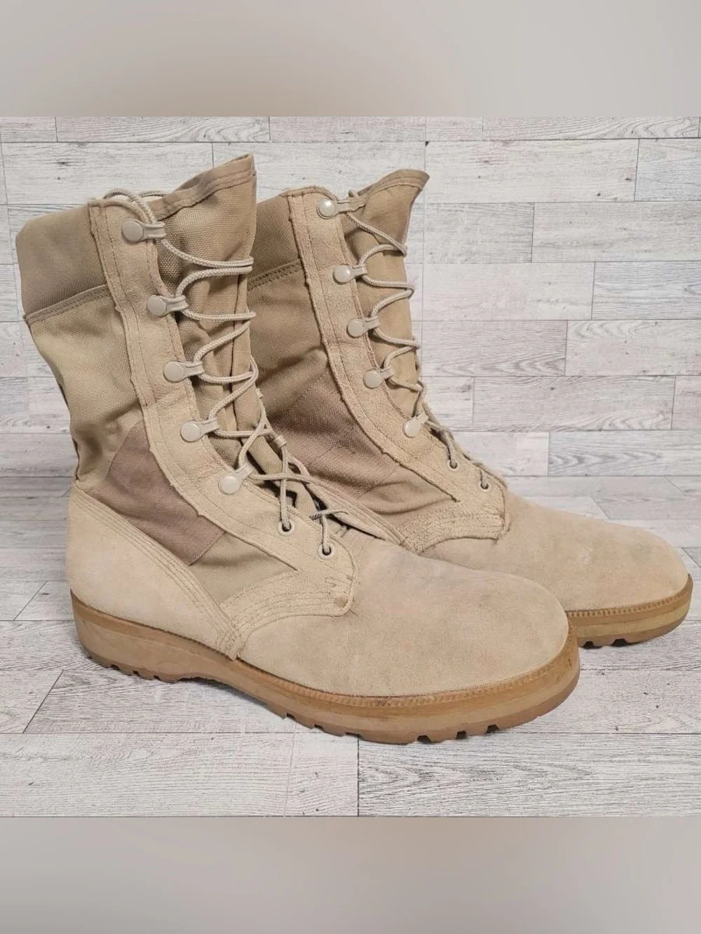 Men's Army Dessert Tan Suede Military Hot Weather Tactical Combat Boots Size 10